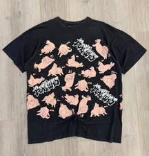 vintage 90s Porkers Hog Positions Fashion Victim Like AOP All Over Print Tee XL