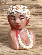 Hula Girl Tiki Mug Maka Tiki Hawaiian Flower Girl 6" Tall Handmade in Italy New