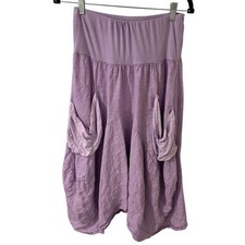 Vintage 100 Linen Lavender Maxi Skirt Slouchy Pockets Lagenlook, size S