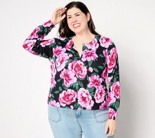 Isaac Mizrahi Live Floral Printed Button Front Cardigan - Sz 2X a652875