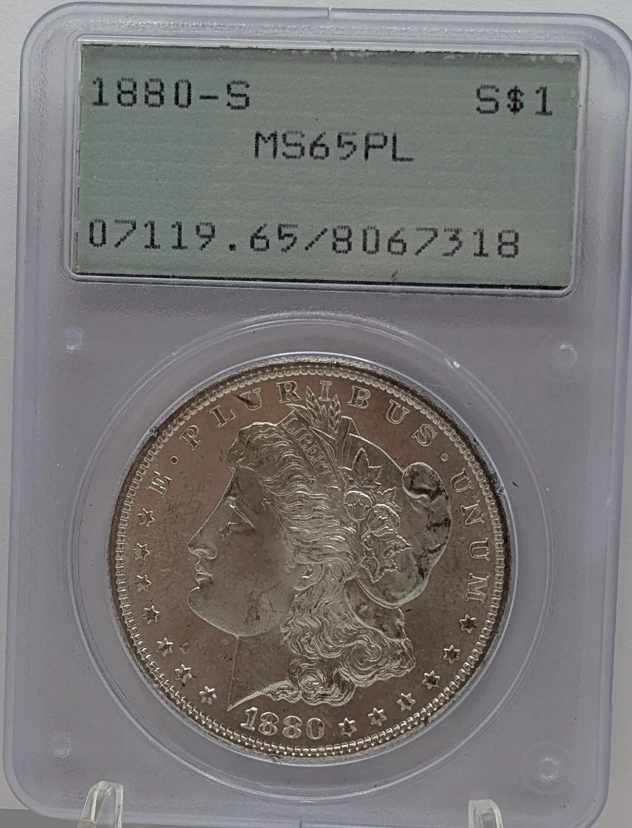 PCGS Certified MS 65 Graded 1880 Year Morgan US Dollars (1878-1921