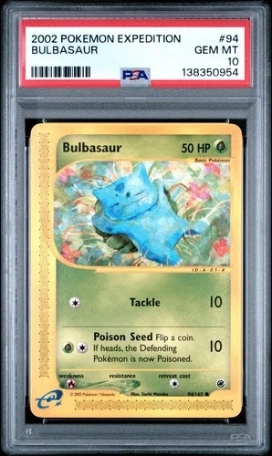 2002 Pokemon Expedition E Reader BULBASAUR PSA 10 Gem Mint #94/165 Vintage