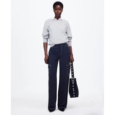 Madewell Pull On Utility Pants 12 Women Deep Indigo Minimal Casual Wide Leg