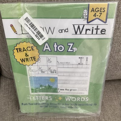 Draw and Write A to Z Trace & Write by Amy Hughes Paperback Ages 4-8 Handwriting