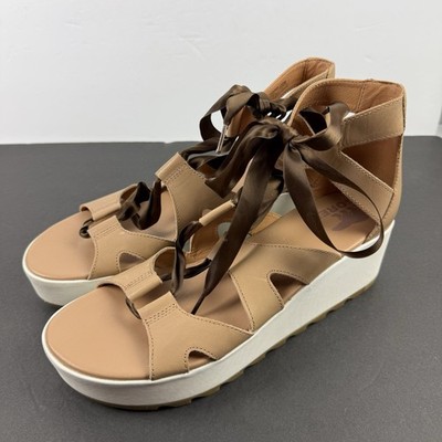 Sorel Cameron Platform Sandals 11 Lace Up Gladiator Boho Chic Resort Wear Shoes