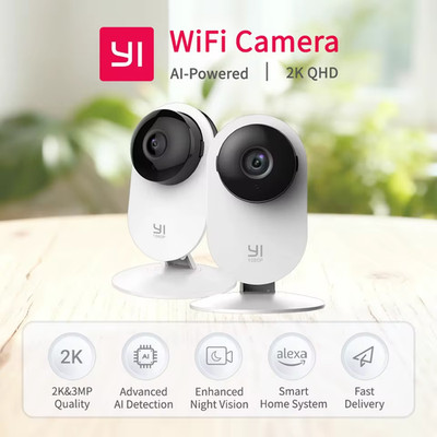 YI Pro 2K Home Security Camera 2.4Ghz Wired Indoor Camera Set 2 Alexa
