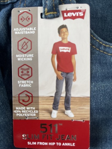 Levis 511 Slim Fit Jeans Boys Size 12 Regular Size 26 X 27 Adjustable Waist - Picture 1 of 3