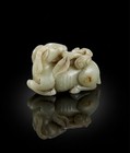ANTIGUAS ESTATUAS DE LÁMPARAS TALLADAS EN JADE HETIANO NATURAL DEL SIGLO XIX