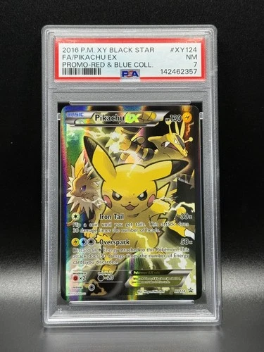 PSA 7 NM Pikachu EX XY124 Black Star Promos Full Art Pokemon Card