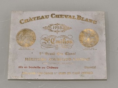 etiquette chateau cheval blanc 1958 etikett