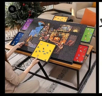 Folding, Tiltable 1500pc Felt Puzzle Board With 6 Drawers (Blue) New