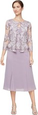 Alex Evenings Womens Tea Length Jacket Dress Perfect for Weddings 8 Orchid