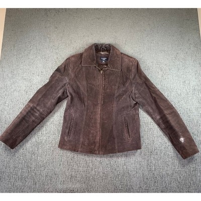 Sonoma Life Style Brown Genuine Suede Leather Full Zip Jacket Womens Small