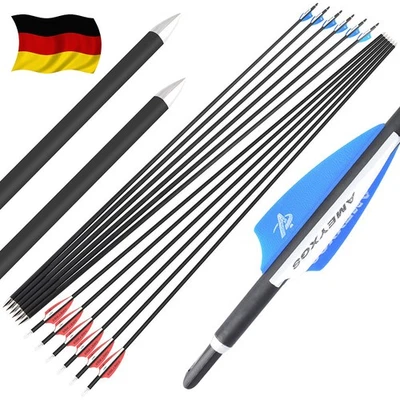 SHARROW 12X Carbonpfeile 32Zoll Zielpfeile SP1000 ID4.2 Bogenschieße Recurve Bogen Jagd