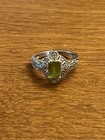Vintage 14k White Gold Peridot Diamond Chips  Ring. Size 7 — photo 1