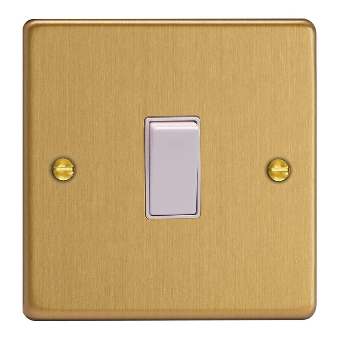 Varilight XDE20W.BB Essential Brushed Brass 1 Gang 20A DP Rocker Switch