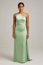BRAND NEW One-Shoulder Satin Formal Gown with Slit