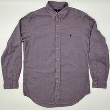 Polo Ralph Lauren Shirt Mens L Purple Green Micro Check Button Down Classic Fit