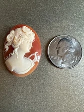 LARGE Diana/Artemis Victorian Deeply Carved Cameo w/Crescent Moon & Bow 35x26mm