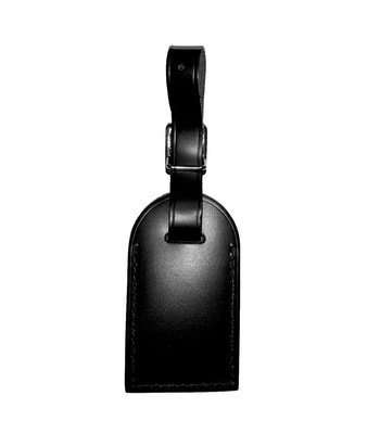 Louis Vuitton ID Name Tag Black Leather Silver tone Hardware Small