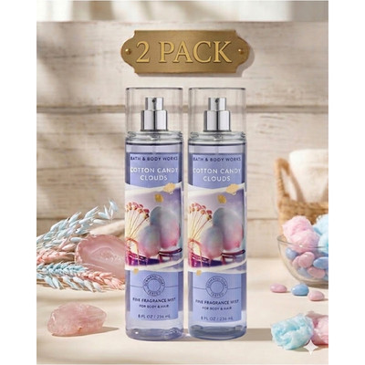 NEW Bath & Body Works 2 PACK Cotton Candy Clouds Fine Fragrance Mist 8 fl oz