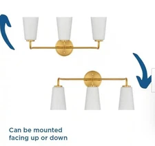 Progress Lighting Contemporary Vanity Light Glass Brushed Gold 3-Light 22"