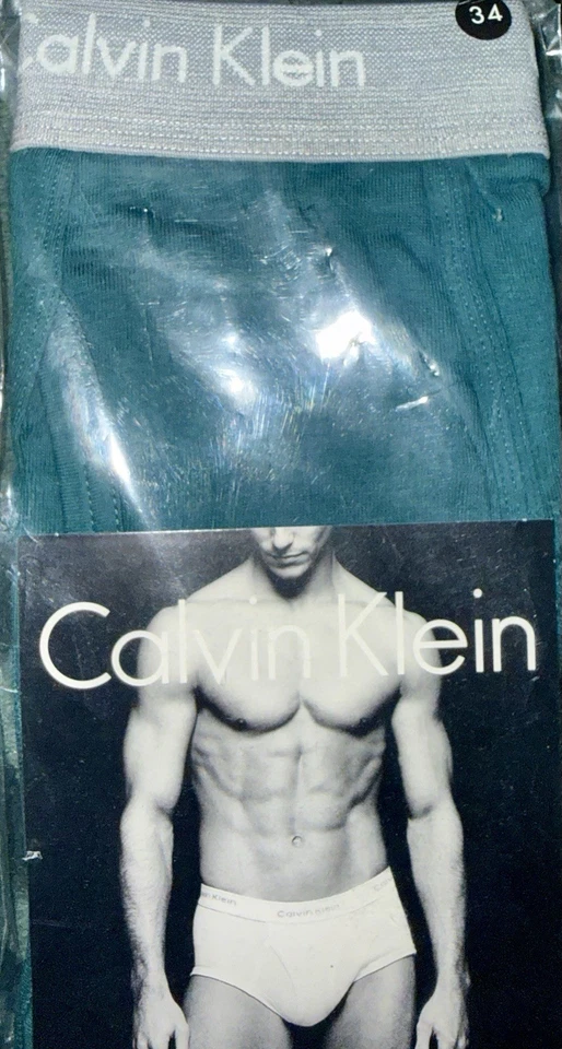 CALVIN KLEIN Mens Cotton Brief Dark Green Size 34 #U2020-317 Vtg 1999 NIP - Image 3 of 4