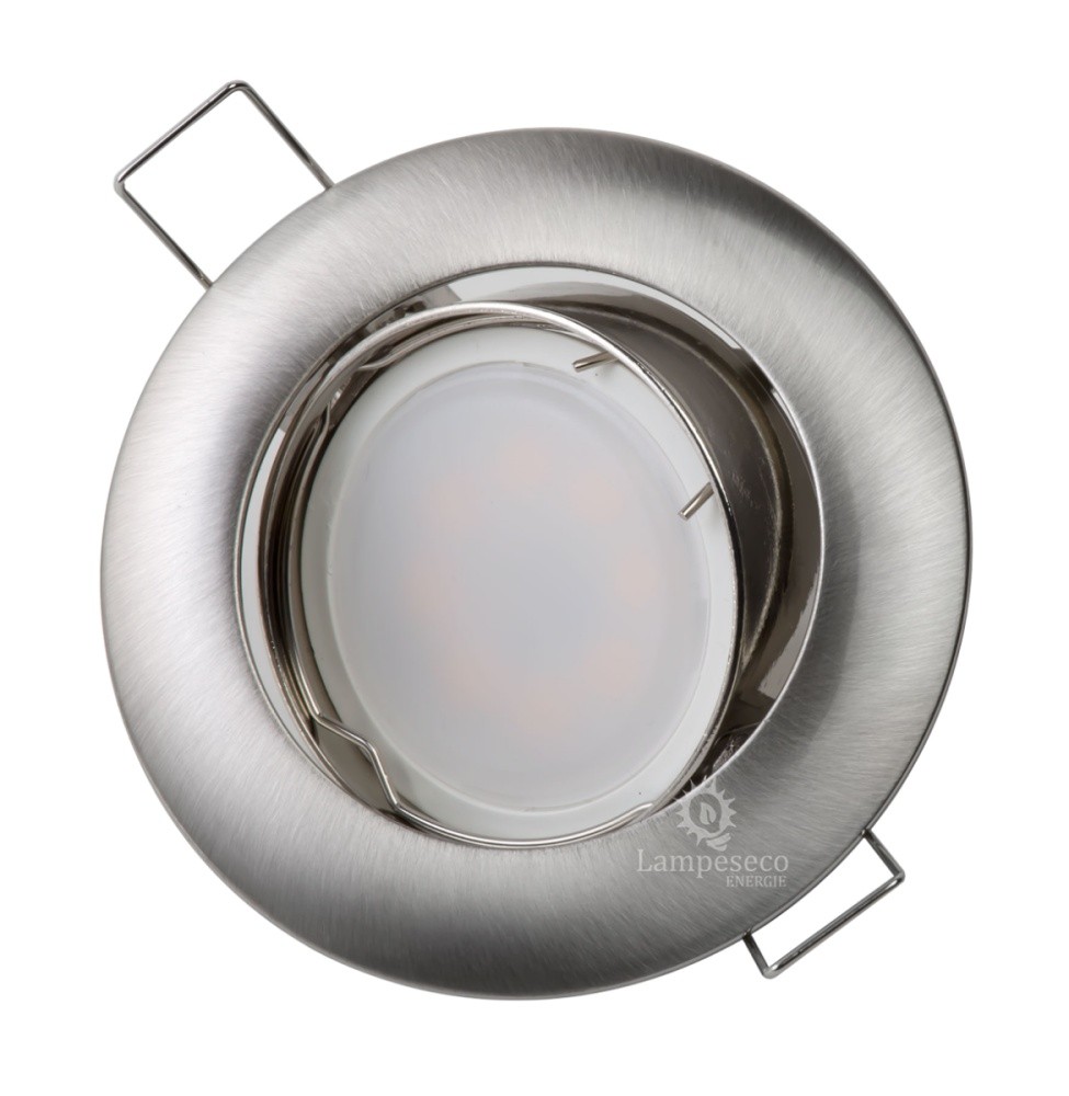 Spot LED encastrable orientable aluminium brossé GU10 lot de 100 pour faux plafond