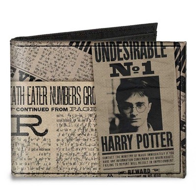 Canvas Bi-Fold Wallet Harry Potter Newspaper Headlines UNDESIRABLE N (US IMPORT)
