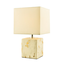 Designer Square Ceramic Table Lamp with Gold Marble Effect Finish by Happy Ho...