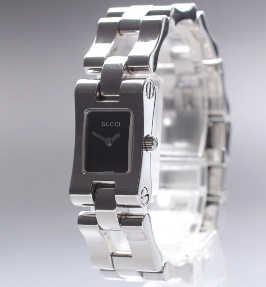 [Presque comme neuve / boîte papier] Montre pour femme GUCCI 2305L cadran noir argent Qz du JAPON