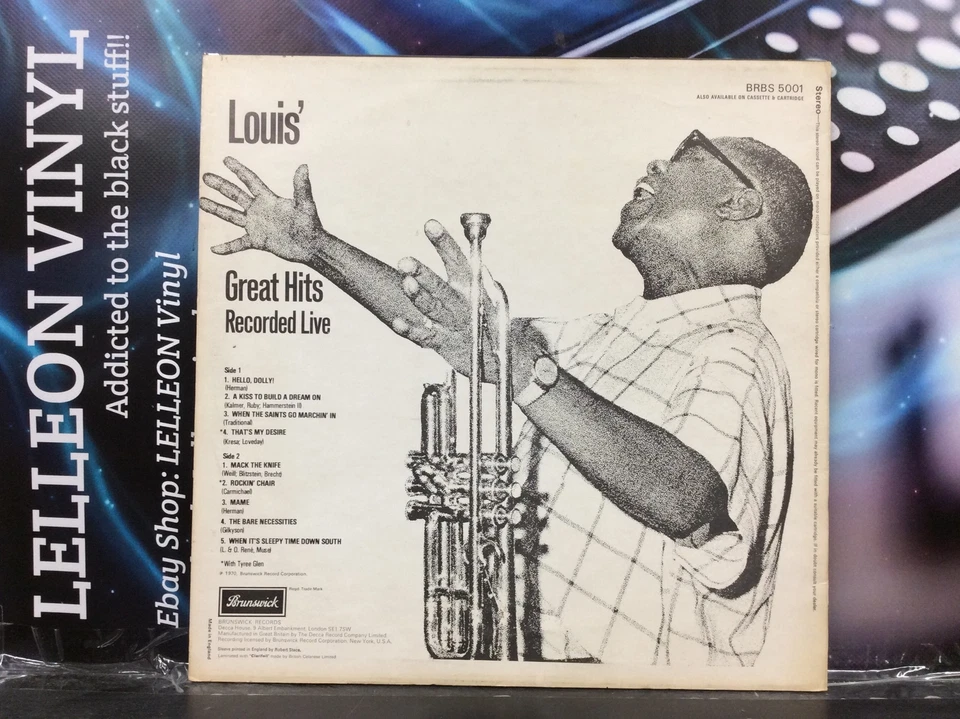 Louis Armstrong Great Hits LP Album Vinyl Record Jazz Blues 50’s Recorded Live - Image 2 of 4