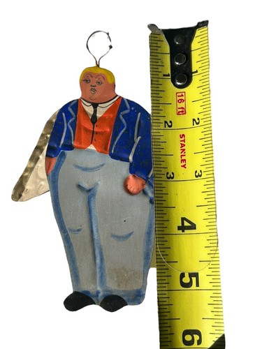 Hojalata Ornament Trump? Angel Man Tin Signed H.B. Ornament Made In Mexico - Picture 4 of 5