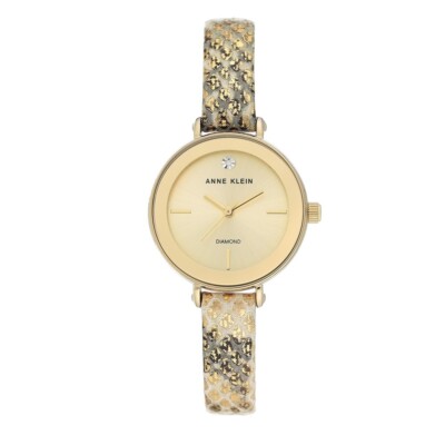 ANNE KLEIN Damenuhr AK/3508CHGD Quarz Lederarmband Snake-Pattern