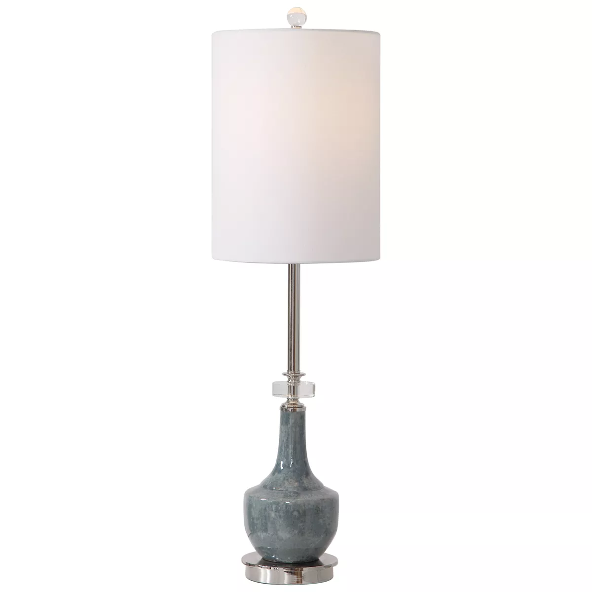 Soft Blue Mottled Ceramic Tall Shade Buffet Lamp Silver Elegant eBay