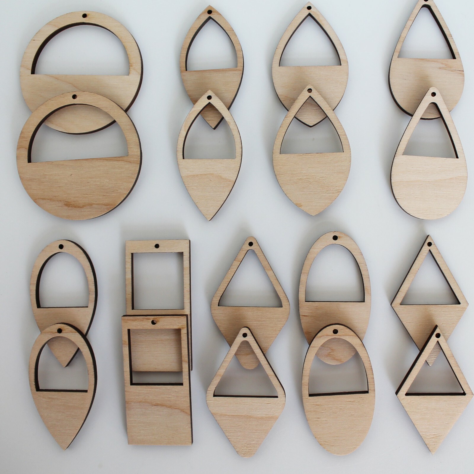 18 Unfinished Wood One Frame Cutout Earrings Jewelry Blanks Resin