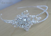 Designer Art Deco Headdress, Gatsby Side Tiara With Pearl Crystal And Diamantes Designer Art Deco Headdress, Gatsby Side Tiara With Pearl Crystal And Diamantes