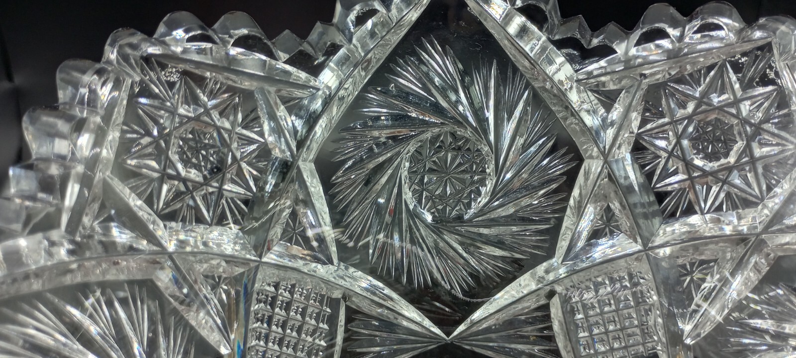 Antique American Brilliant Period Cut Glass Punch Bowl**BASE ONLY** 4-7/8" hi.  