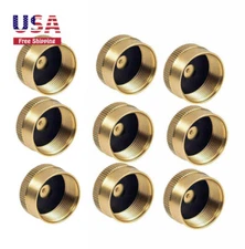 Solid Brass Refill 1 LB Propane Bottle Cap Gas Tank Cylinder Sealed Cap - 9 pcs