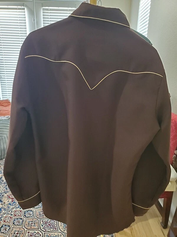 Vintage H Bar C Ranchwear Western Shirt Pearl Snap Brown - Image 2 of 3