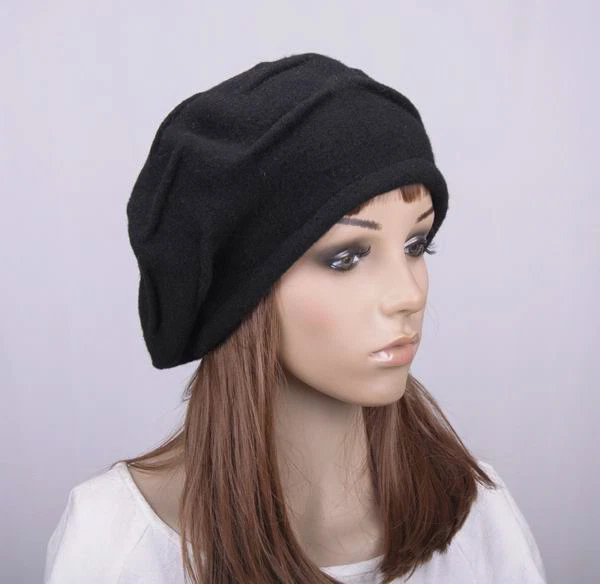 JM236 Black Stylish Veins Winter Warm Wool Beret Beanie Hat Cap Women's New - Image 3 of 4