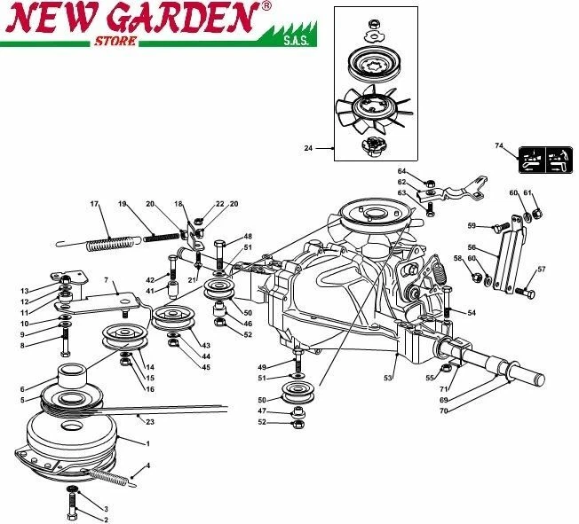 Exploded transmission 102cm PT170hd lawnmower tractor CASTELGARDEN spare parts