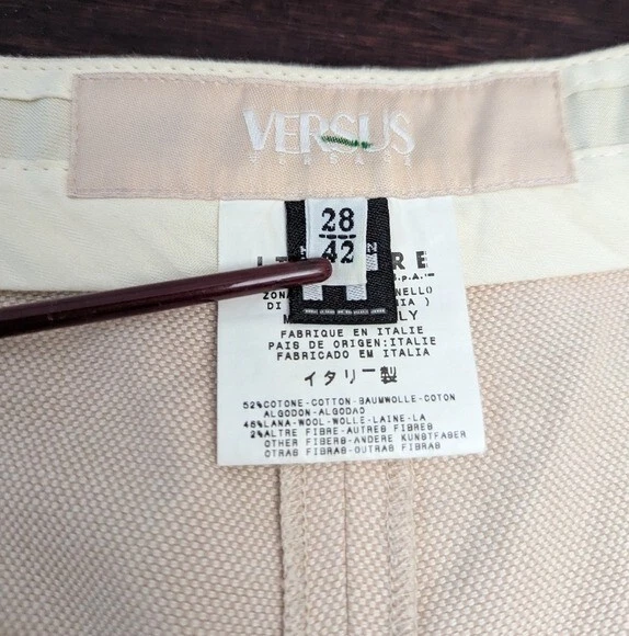 Pantalone VERSUS VERSACE cotone lana mezzarise con zip alla caviglia blush beige 28 42 US 6