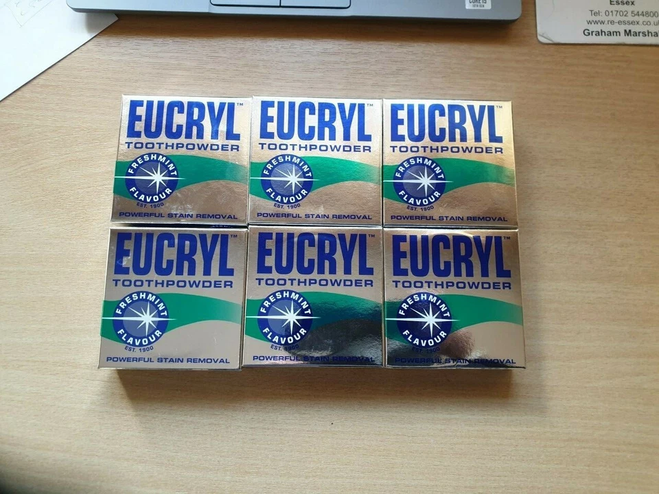 EUCRYL Fresh Mint Powerful Whitening Stain Removal Tooth Powder - X6 50g £12.39