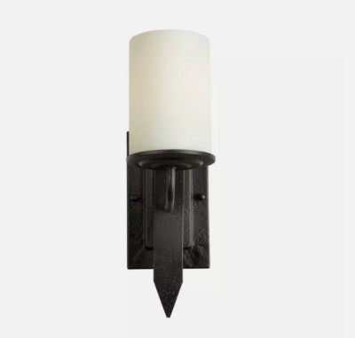Forte Lighting 1-Light Wall Sconce, Black/Satin Opal Glass - 2698-01-04