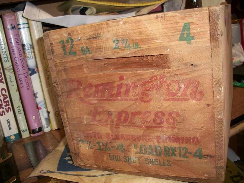 EMPTY REMINGTON EXPRESS Ammo Box Wood SHIPPING Crate 12 Gauge SHOT GUN SHELLS - Image 3 of 4