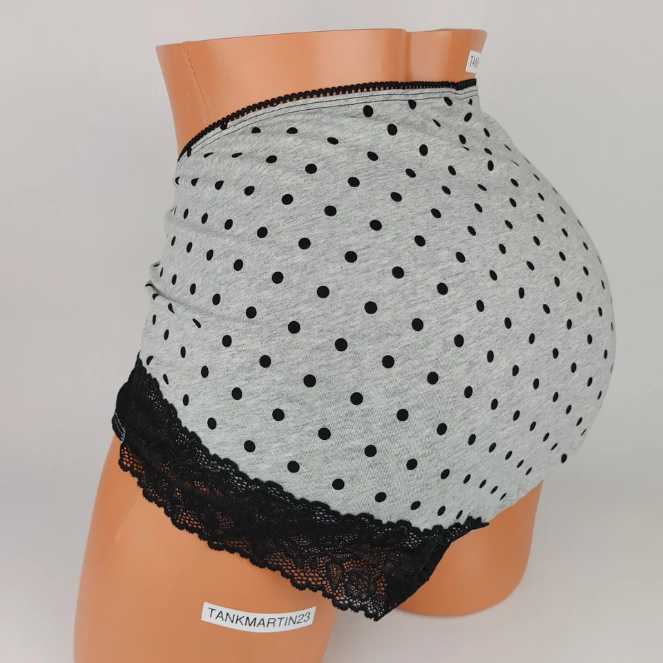 NUEVO CON ETIQUETAS BRAGUITA COMPLETA DE ALGODÓN LANE BRYANT CACIQUE 18/20 GRIS NEGRO LUNARES PLUS  Foto 3 de 4
