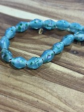 Vintage Lampwork Beads 10mm Blue Midcentury Japanese Flower Beads 12in Str