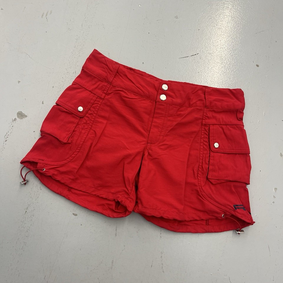 RLX Ralph Lauren Womens Red Flat Front Button Golf Casual Cargo Shorts