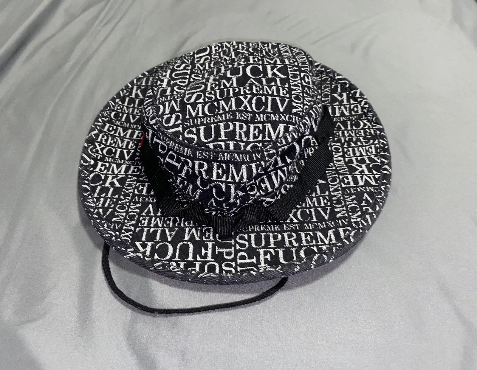 Chapeau seau concasseur Supreme New York Fück Em All Boonie DENIM casquette noire stussy FA